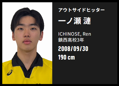 一ノ瀬漣 バレーボール 身長 中学