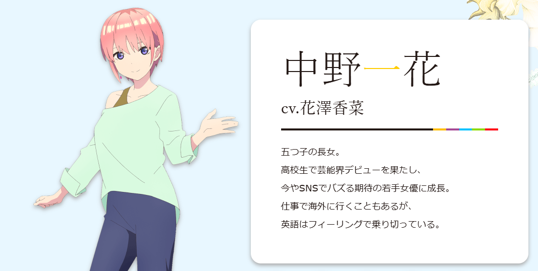 花澤香菜 キャラ 一覧 五等分の花嫁 中野一花