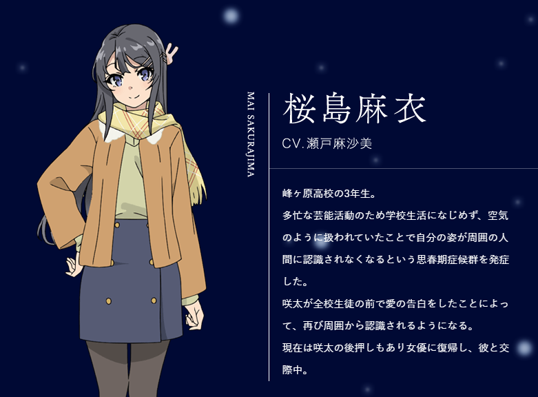 瀬戸麻沙美 キャラ一覧 青春ブタ野郎 桜島麻衣
